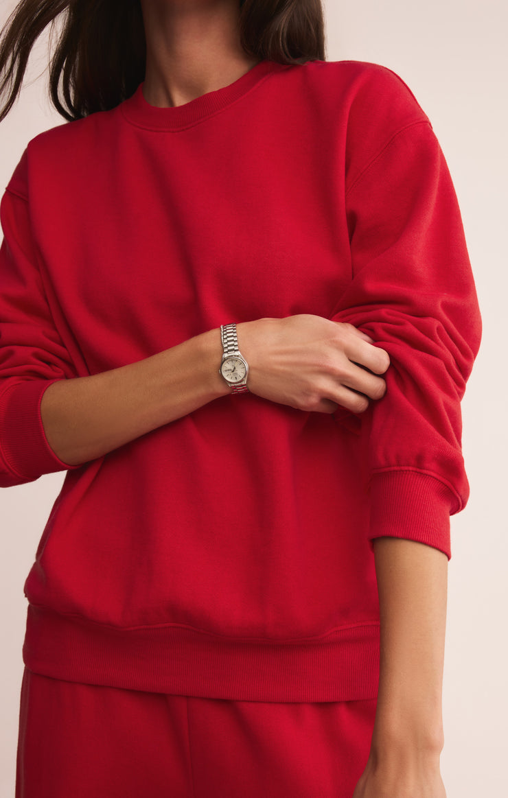 Tops Classic Boyfriend Sweatshirt Festive Red