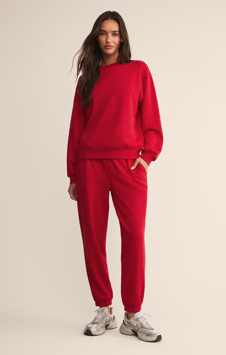 Tops Classic Boyfriend Sweatshirt Festive Red