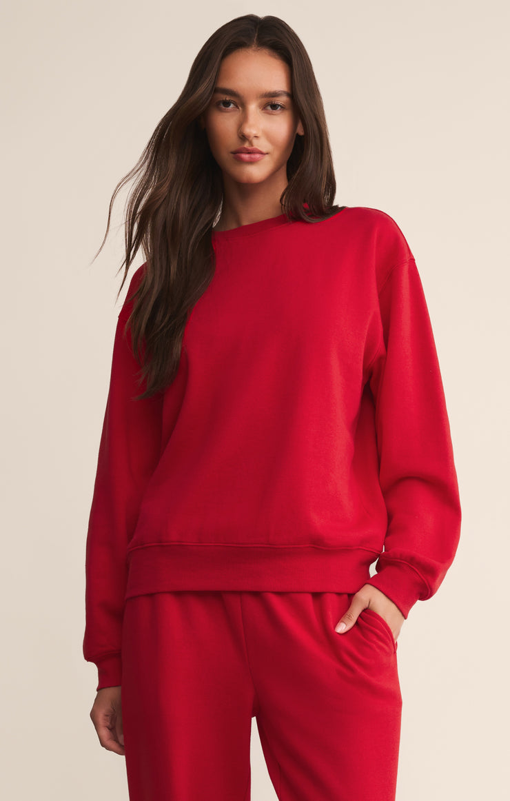 Tops Classic Boyfriend Sweatshirt Festive Red
