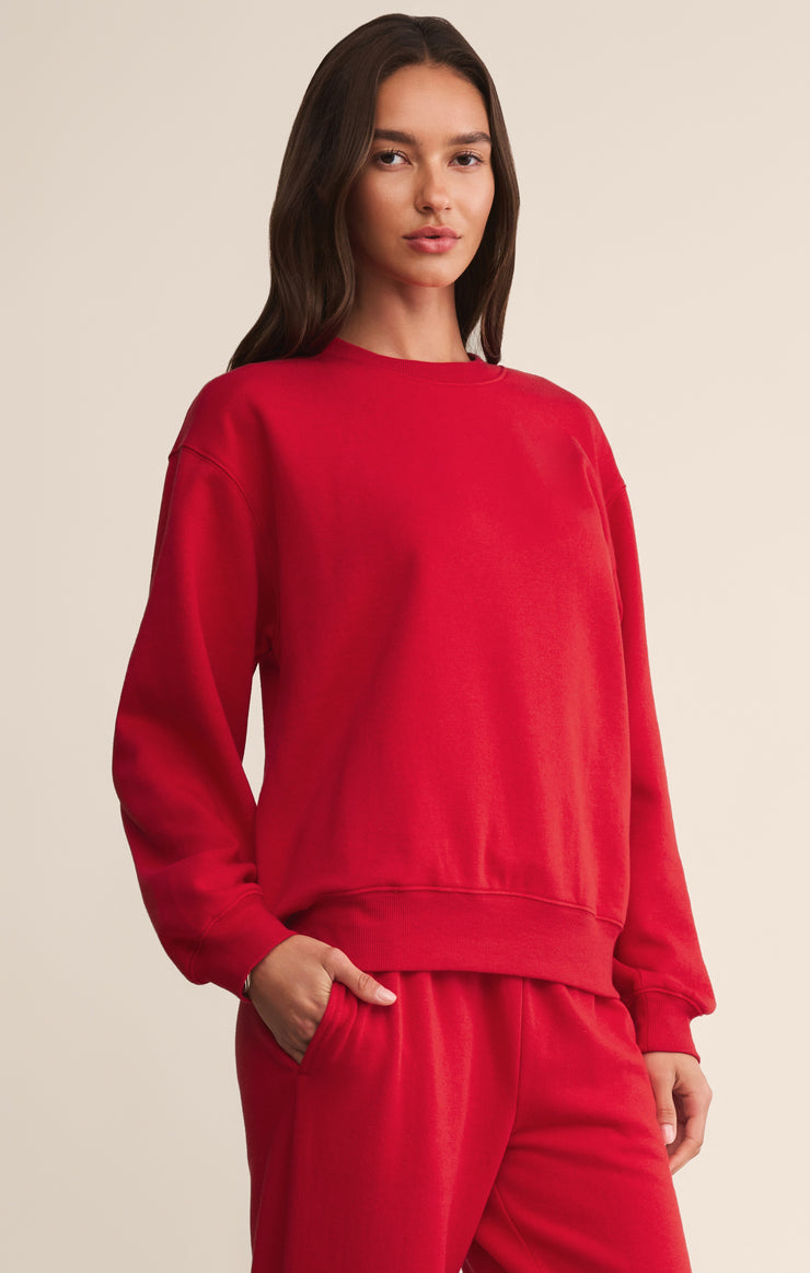 Tops Classic Boyfriend Sweatshirt Festive Red