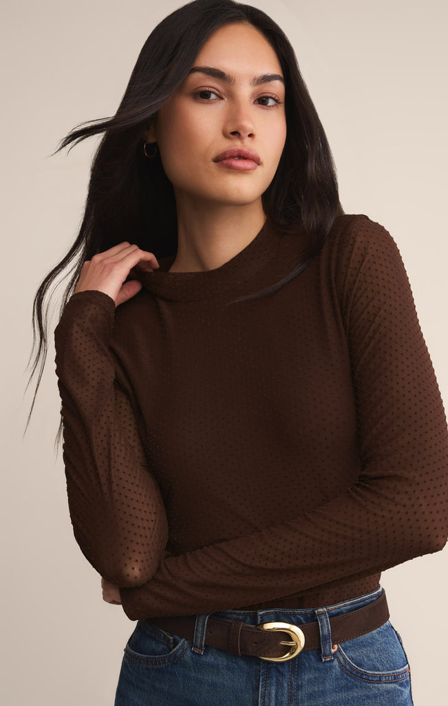 Illy Mock Neck Mesh Dot Top – Z SUPPLY