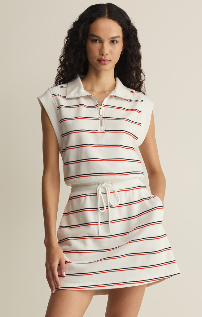 stripe dress women Z SUPPLY Activewear Women's Country Club Striped Dress, White