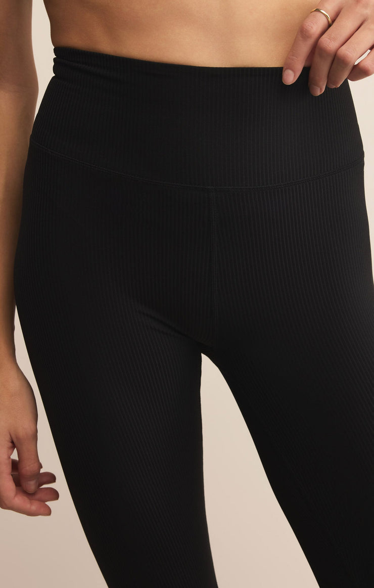 Pants Sporty Rib Ankle Legging Black