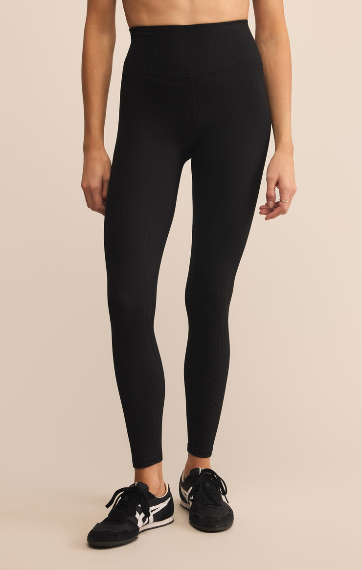 Pants Sporty Rib Ankle Legging Black