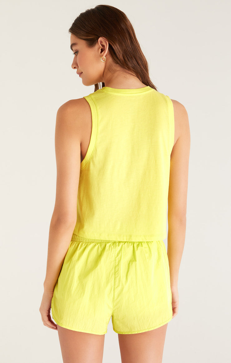 Tops Kick Back Muscle Tank Lemon Drop
