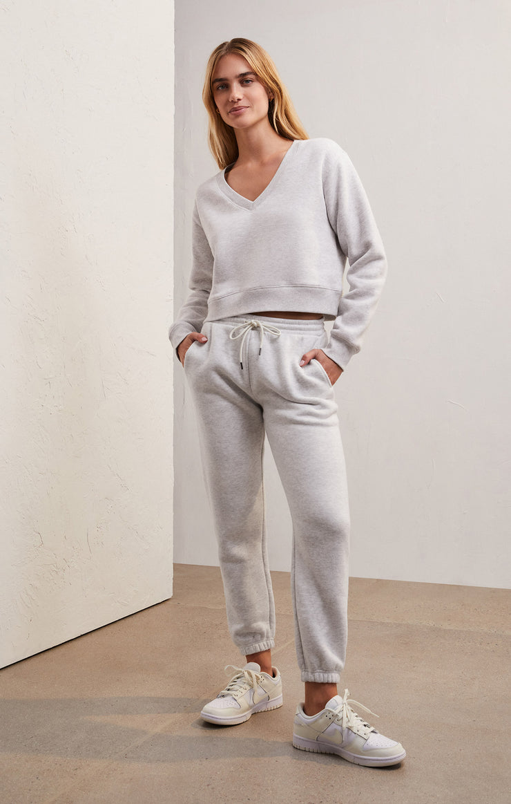 Tops Skimmer V-Neck Sweatshirt Light Heather Grey