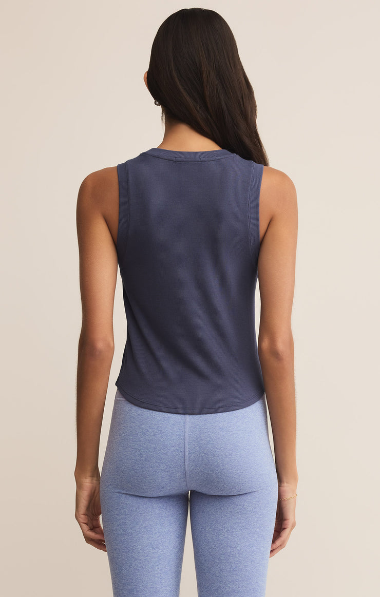 Tops Layer Up Rib Tank Worn Blue