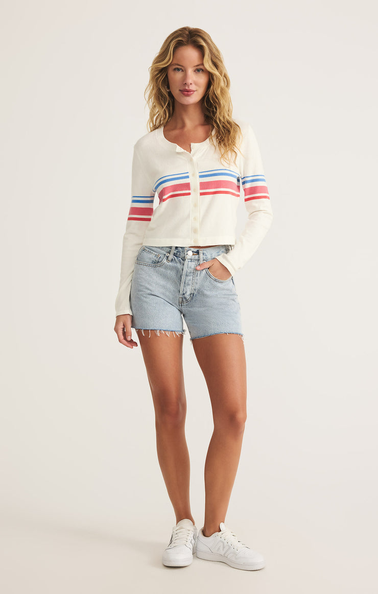 Tops Studio Stripe Cropped Cardigan Studio Stripe Cropped Cardigan
