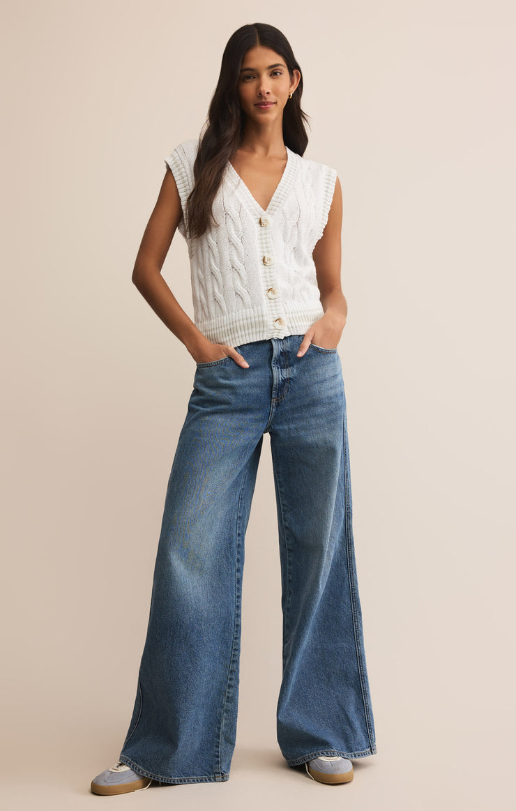 Tops Fairway Cable Knit Vest White