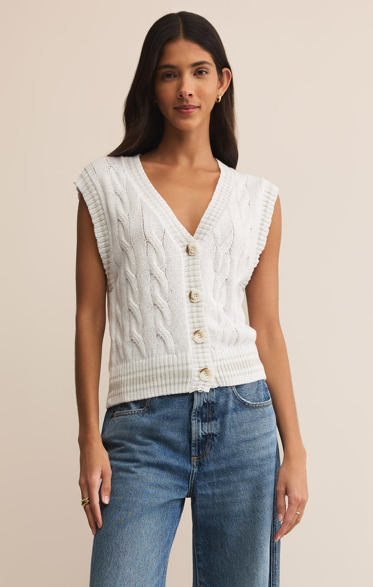Tops Fairway Cable Knit Vest White