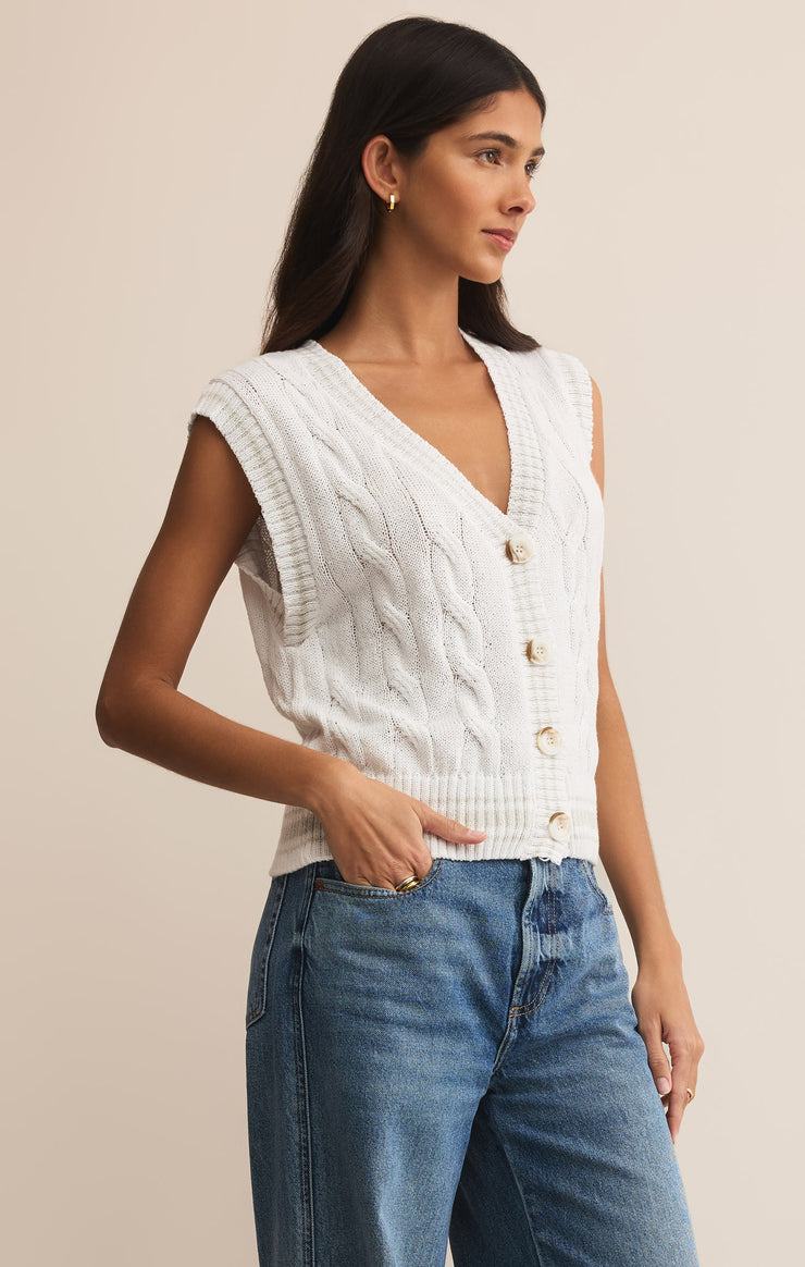 Tops Fairway Cable Knit Vest White