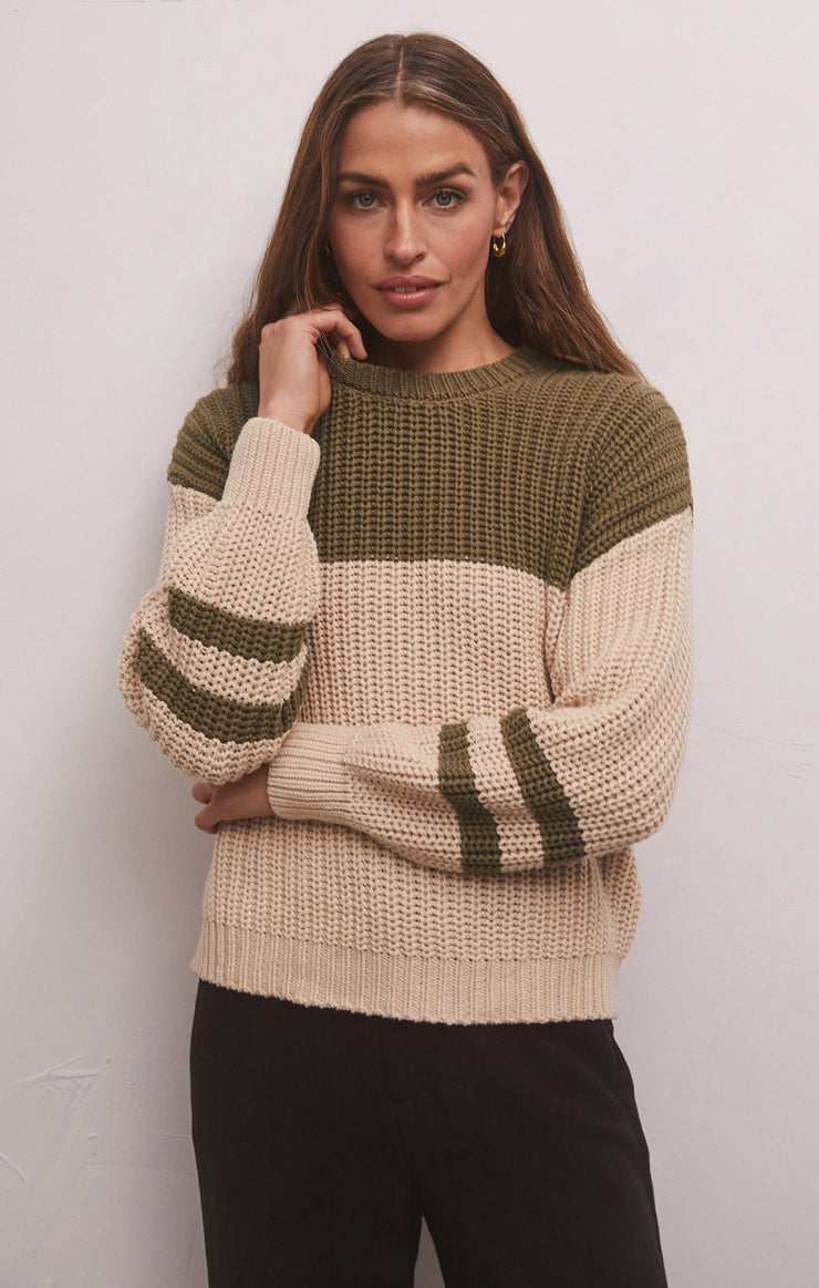 Tops Lyndon Color Block Sweater Kelp