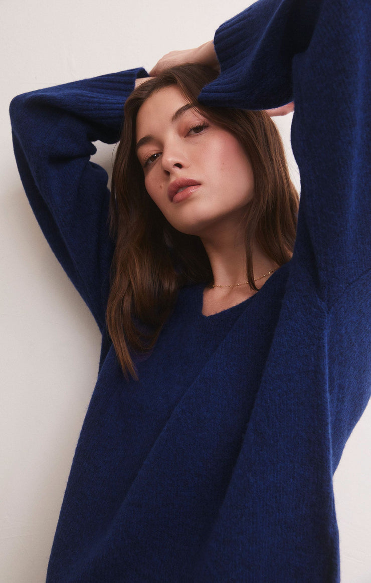 Sweaters Modern V-Neck Sweater Space Blue