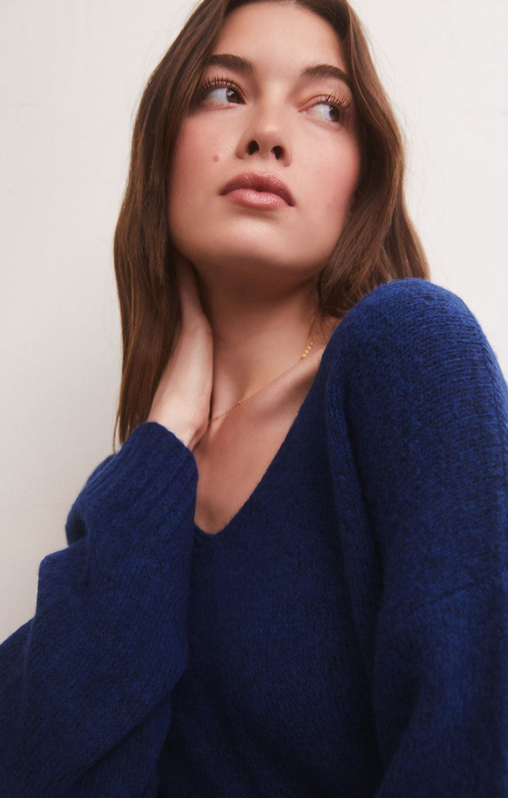 Sweaters Modern V-Neck Sweater Space Blue