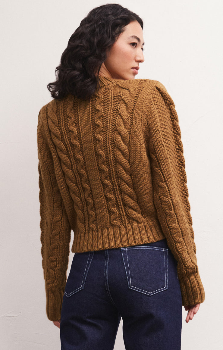 Sweaters Catya Mock Neck Cable Knit Sweater Camel