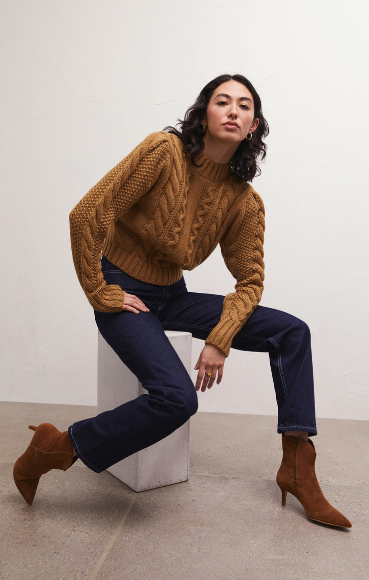 Sweaters Catya Mock Neck Cable Knit Sweater Catya Mock Neck Cable Knit Sweater