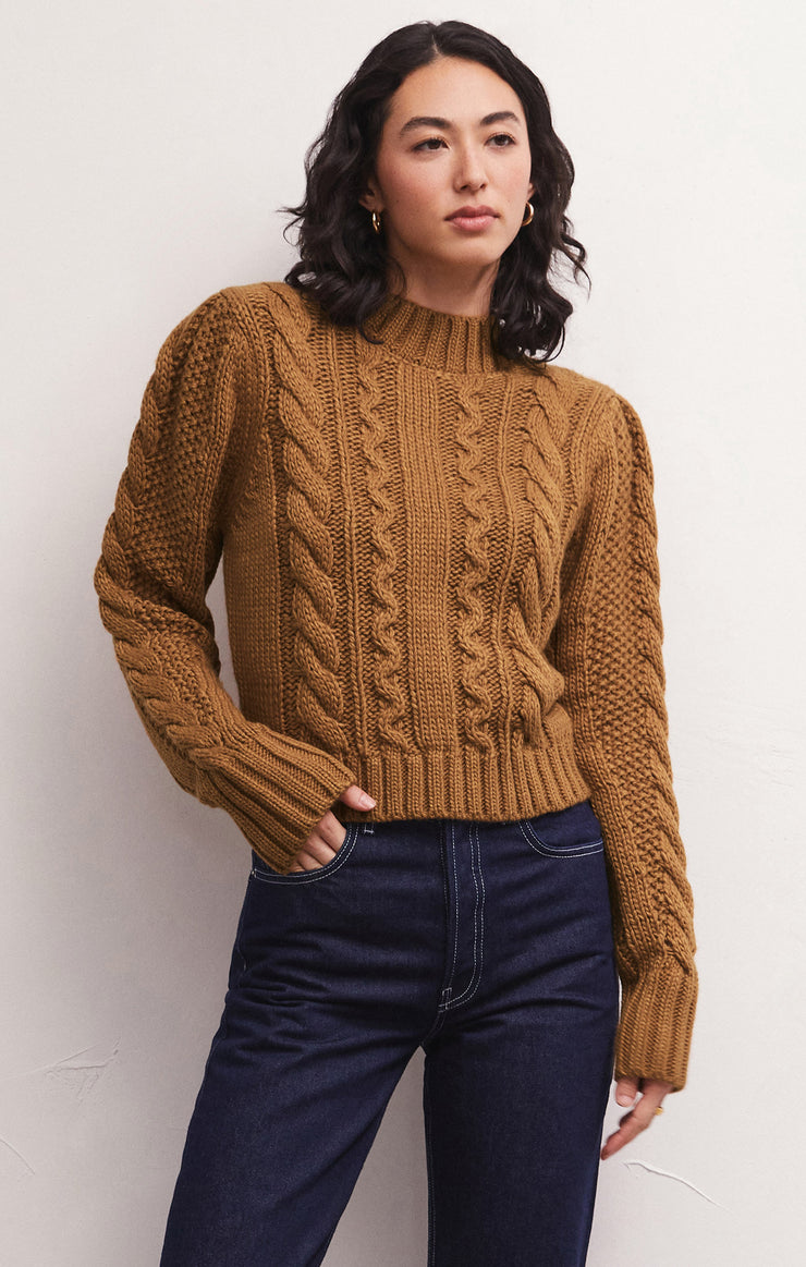 Sweaters Catya Mock Neck Cable Knit Sweater Catya Mock Neck Cable Knit Sweater
