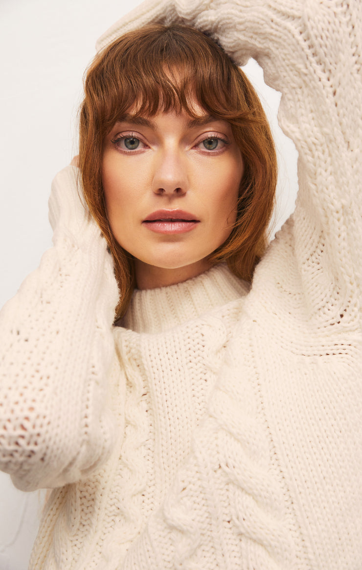 Sweaters Catya Mock Neck Cable Knit Sweater Catya Mock Neck Cable Knit Sweater