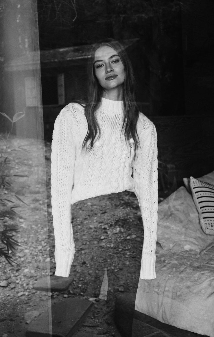 Sweaters Catya Mock Neck Cable Knit Sweater Catya Mock Neck Cable Knit Sweater