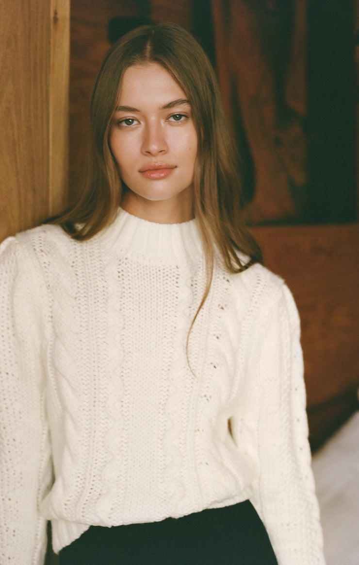 Sweaters Catya Mock Neck Cable Knit Sweater Catya Mock Neck Cable Knit Sweater