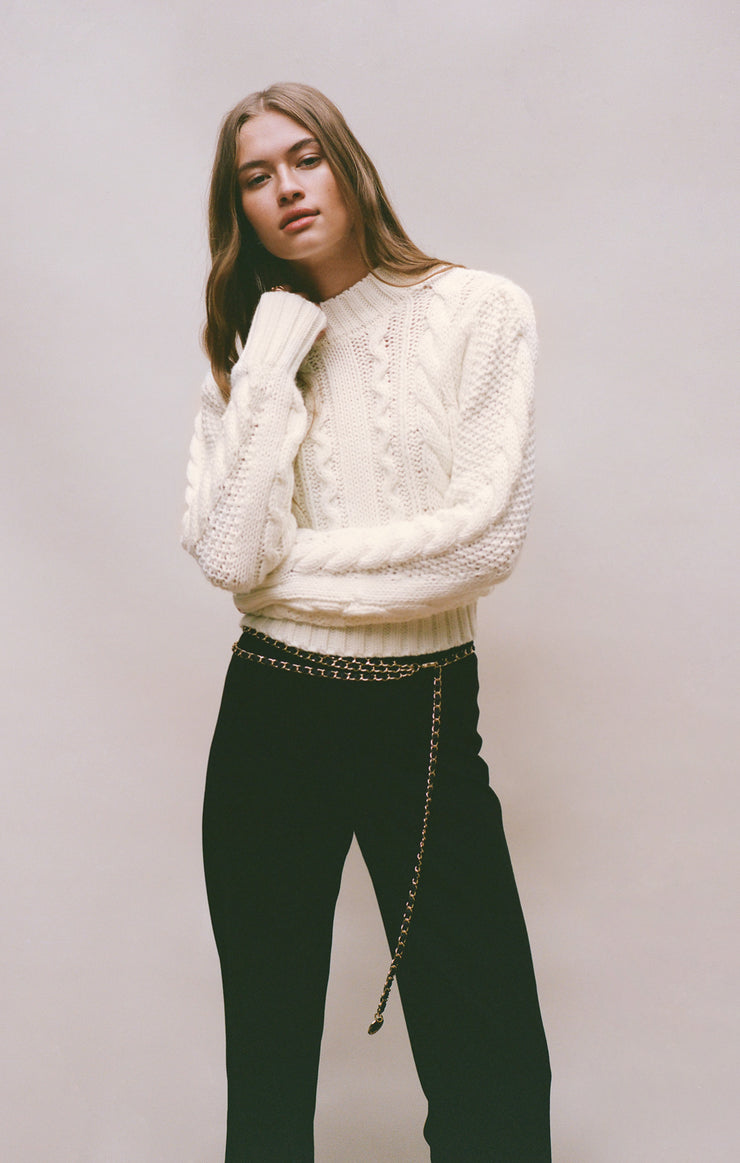 Sweaters Catya Mock Neck Cable Knit Sweater Catya Mock Neck Cable Knit Sweater