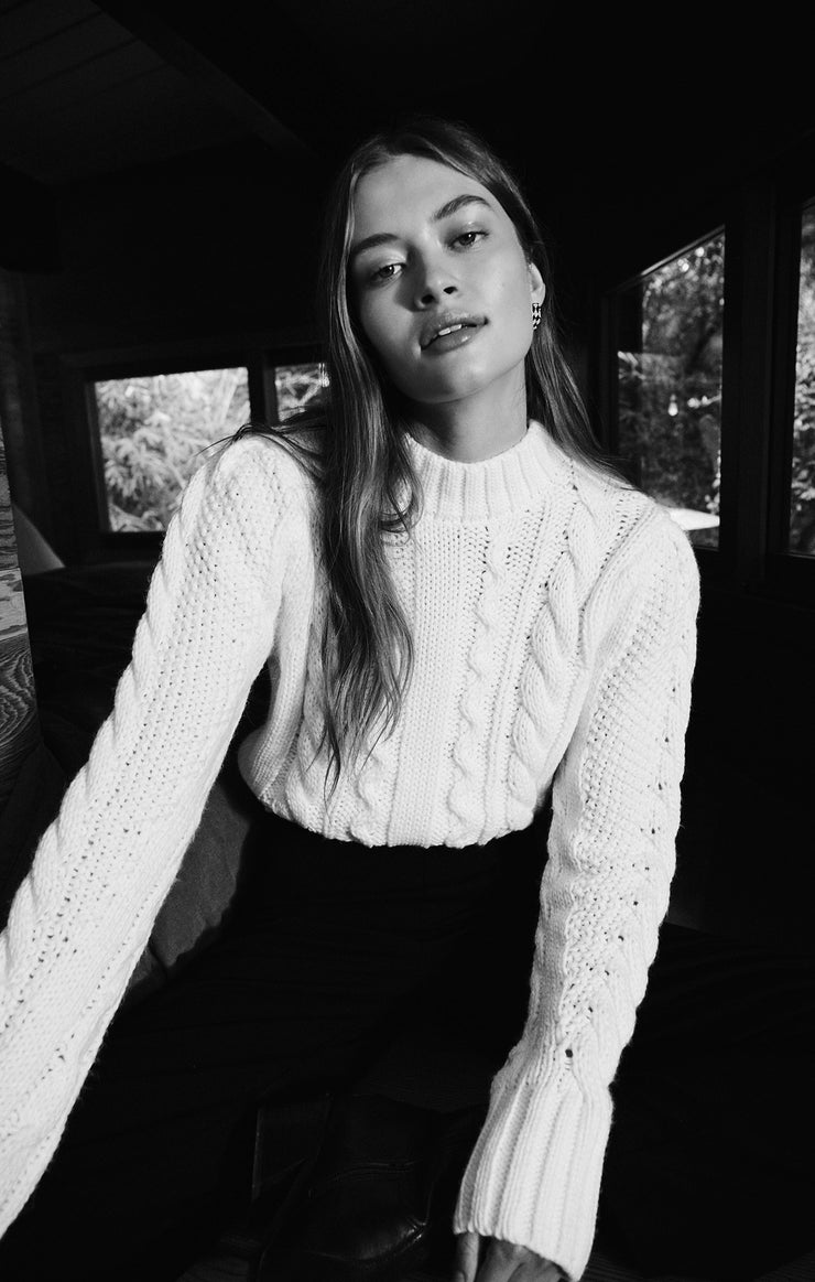 Sweaters Catya Mock Neck Cable Knit Sweater Catya Mock Neck Cable Knit Sweater