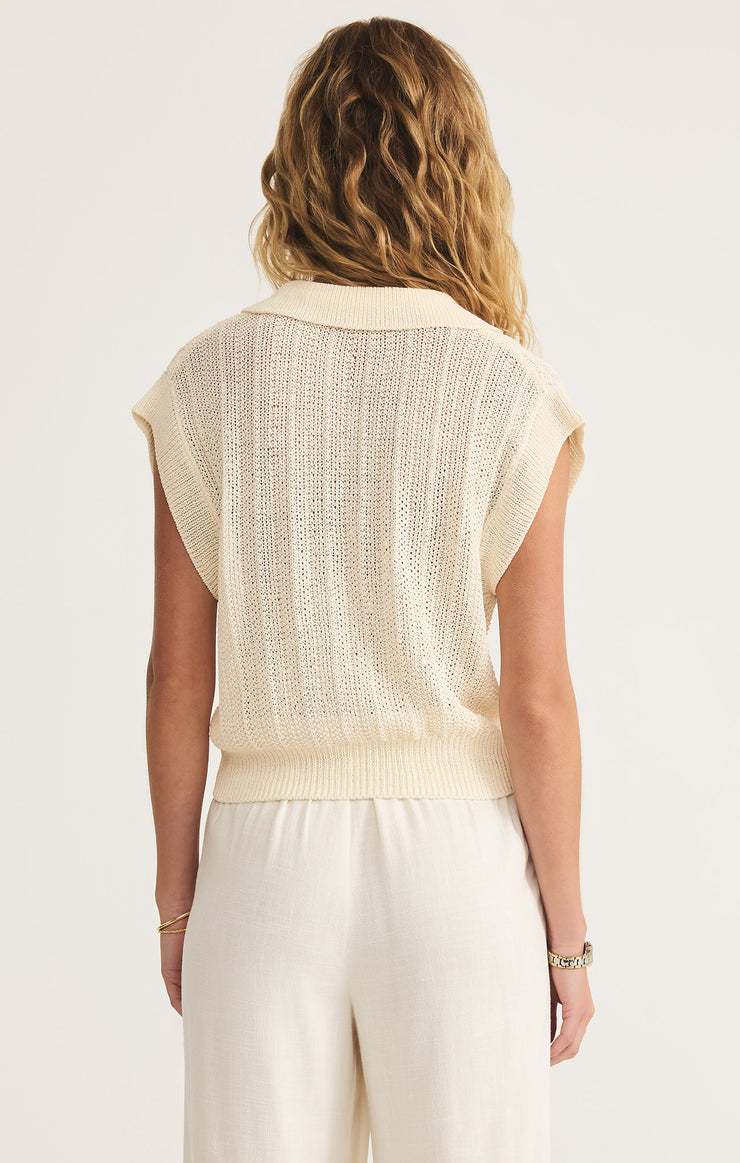 Sweaters Lauden Crochet Polo Top Sea Salt