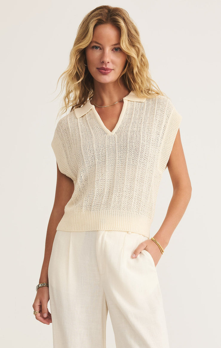 Sweaters Lauden Crochet Polo Top Lauden Crochet Polo Top