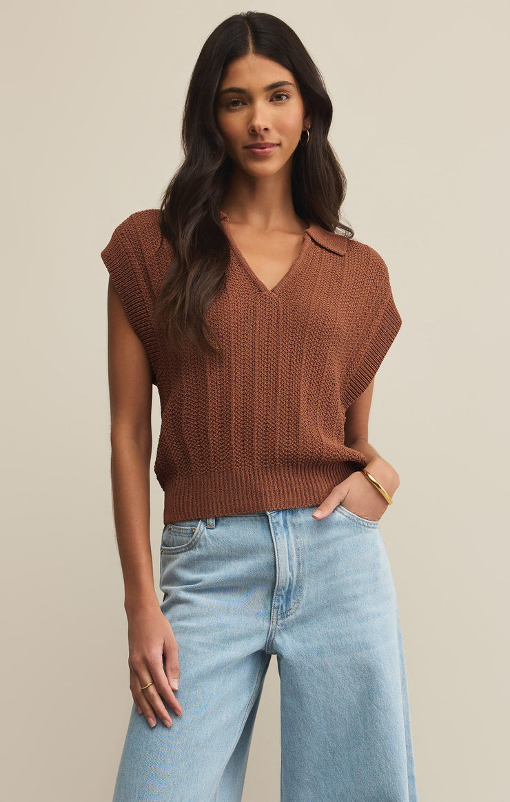 Sweaters Lauden Crochet Polo Top Lauden Crochet Polo Top