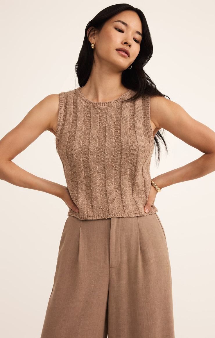 Sweaters Calan Rib Sweater Cropped Tank Iced Coffee