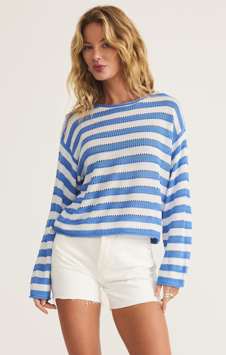 Sweaters Prado Stripe Pointelle Sweater Bay Blue