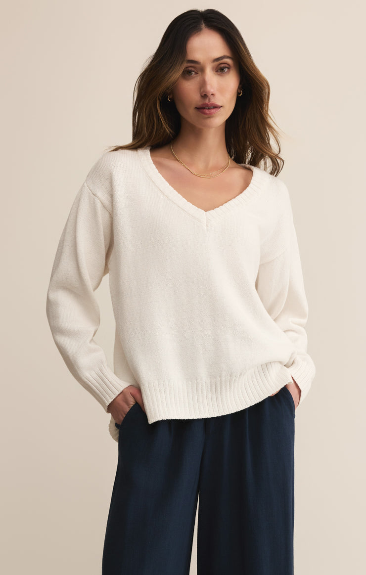 Sweaters All Around Cotton V-Neck Sweater White