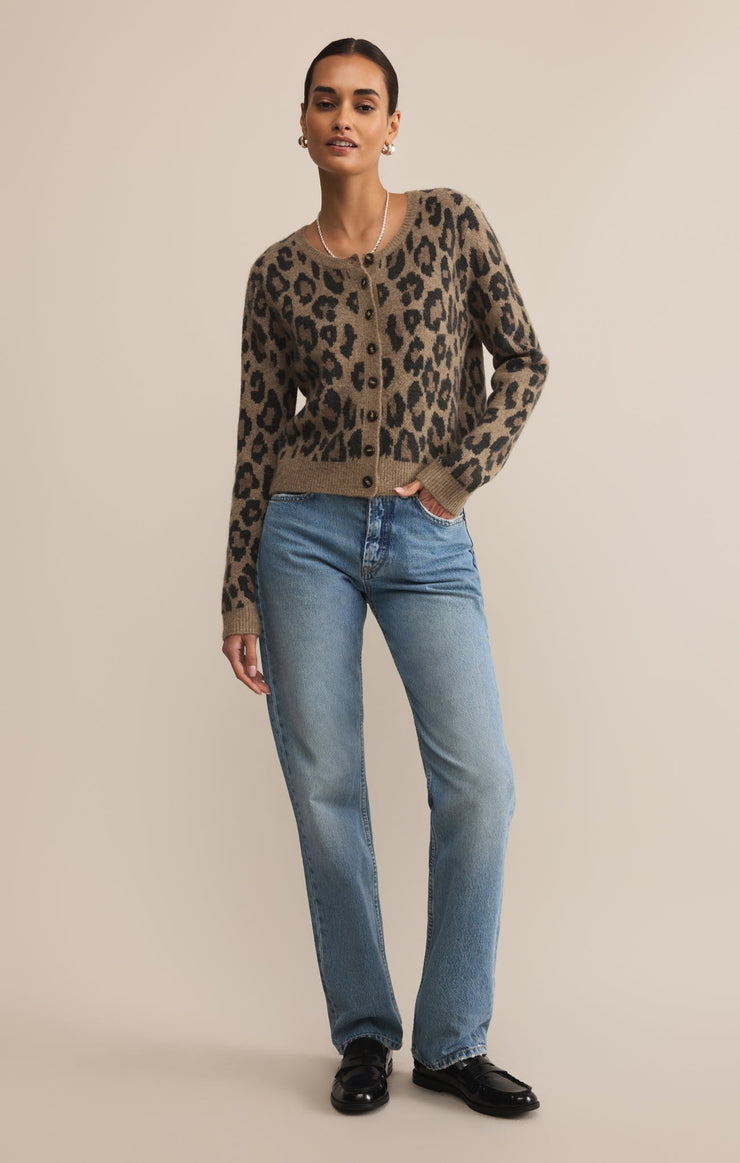 Sweaters Outlook Leopard Cardigan Desert Tan