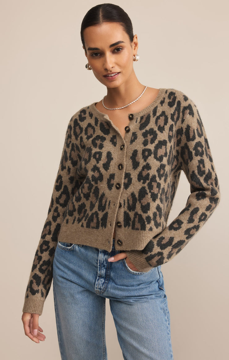 Sweaters Outlook Leopard Cardigan Desert Tan