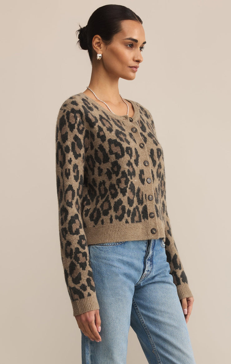 Sweaters Outlook Leopard Cardigan Desert Tan