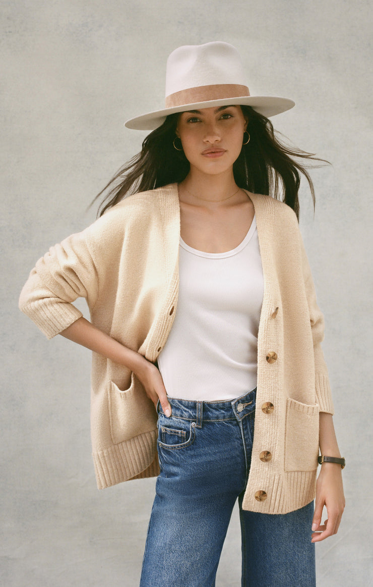 Sweaters Theo V-Neck Cardigan Champagne Heather