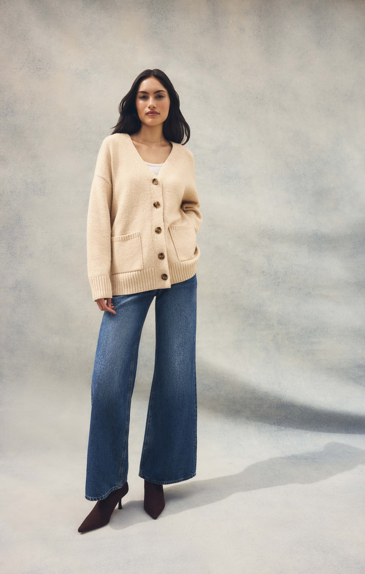 Sweaters Theo V-Neck Cardigan Champagne Heather