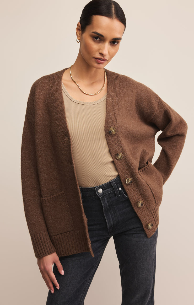 Sweaters Theo V-Neck Cardigan Suede