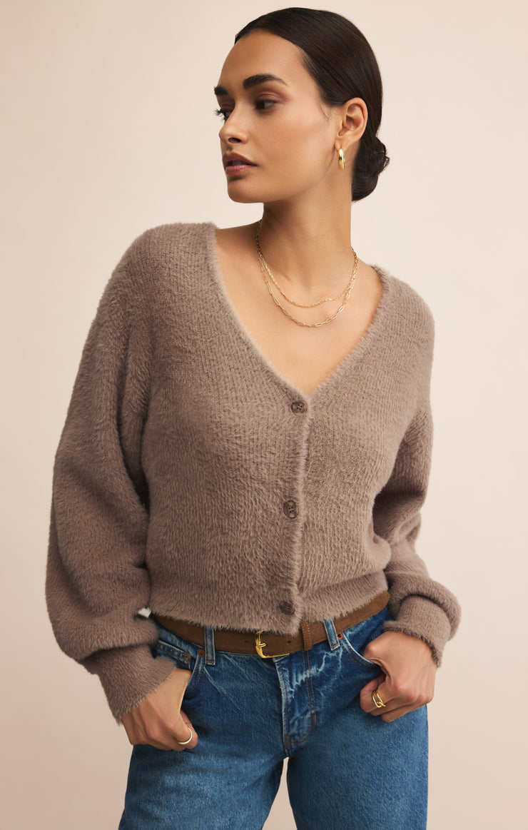 Sweaters Sadira Fluffy Crop Cardigan Moonlight