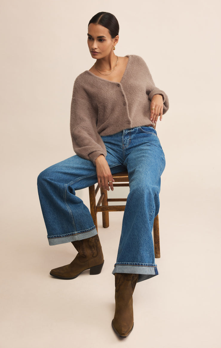 Sweaters Sadira Fluffy Crop Cardigan Moonlight