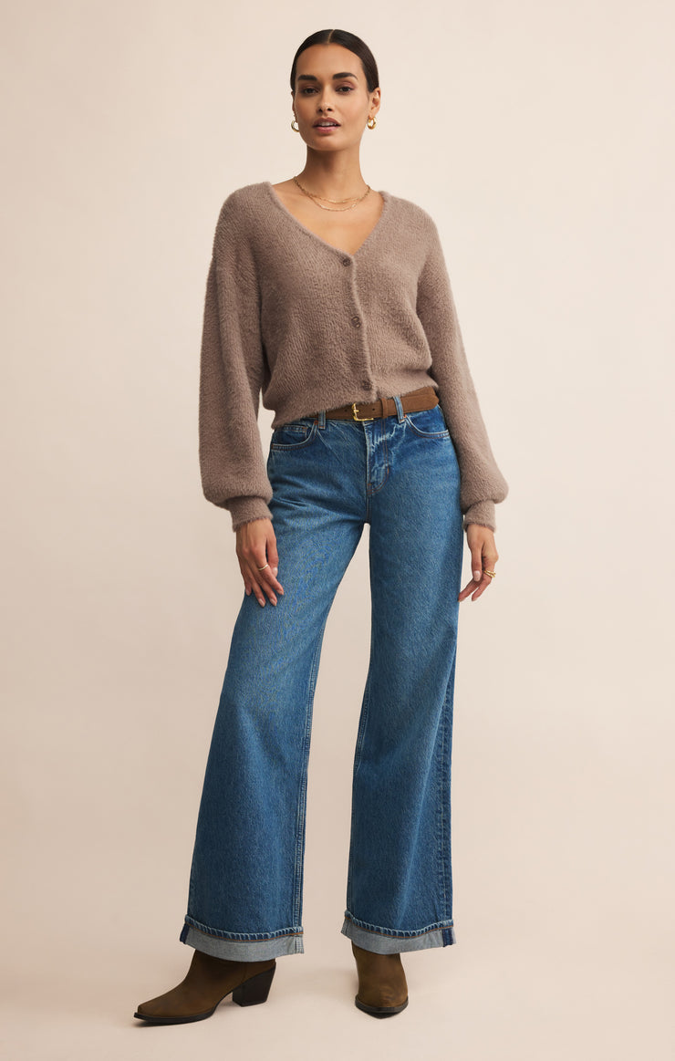 Sweaters Sadira Fluffy Crop Cardigan Moonlight
