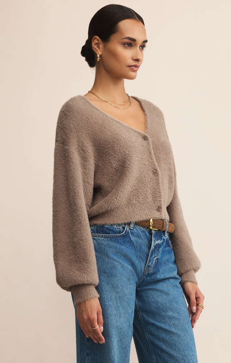 Sweaters Sadira Fluffy Crop Cardigan Moonlight