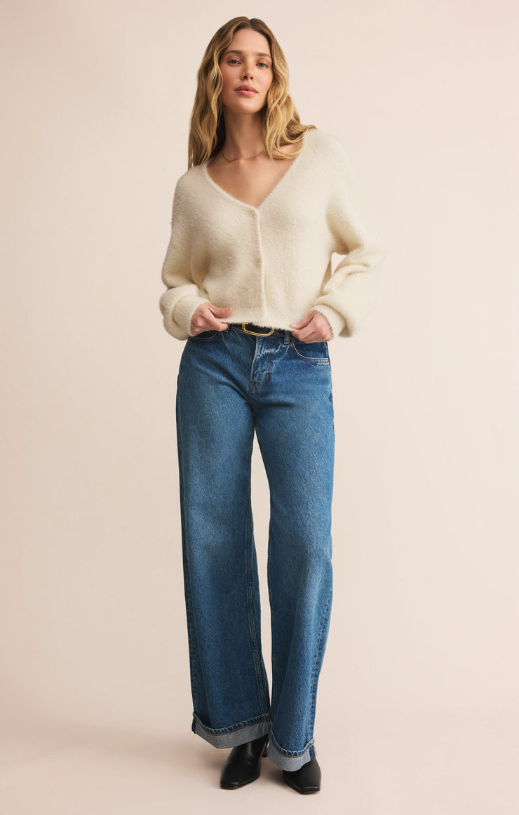 Sweaters Sadira Fluffy Crop Cardigan Warm White