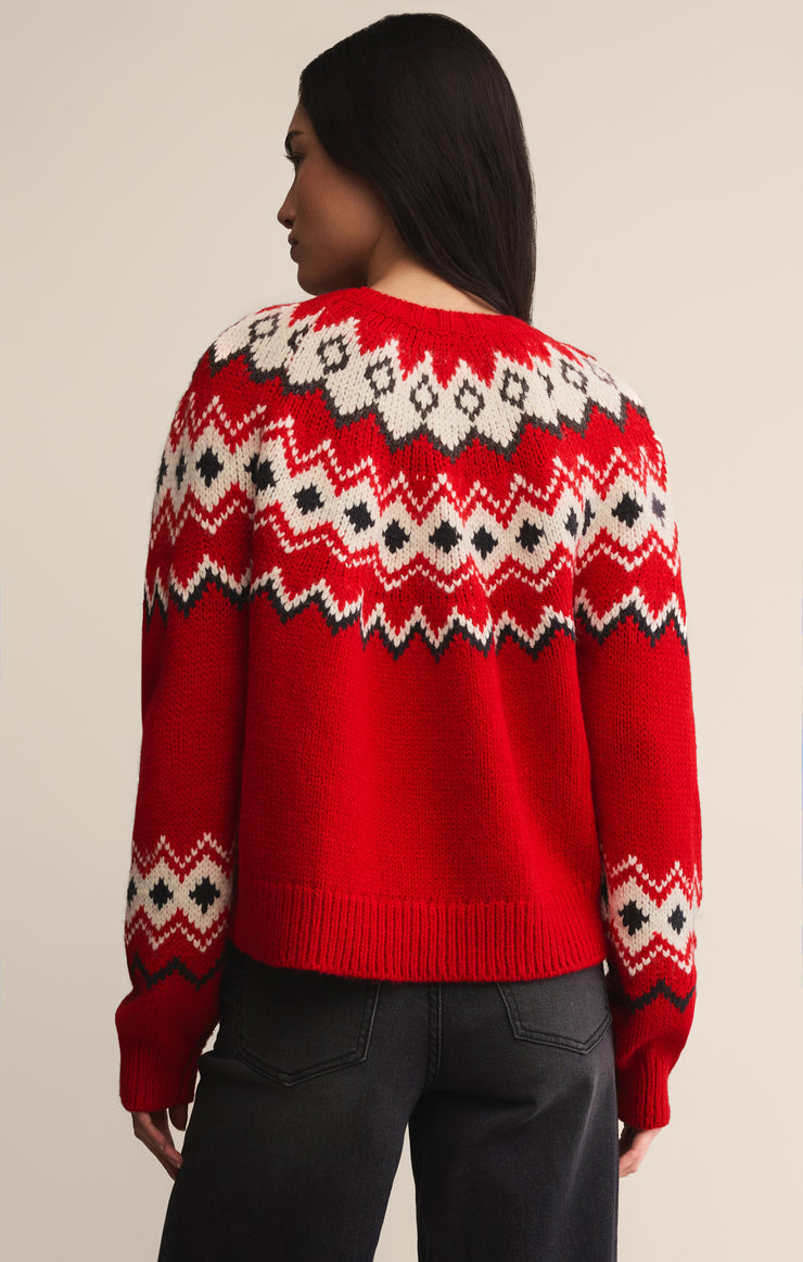 Sweaters Adornment Fair Isle Sweater Festive Red
