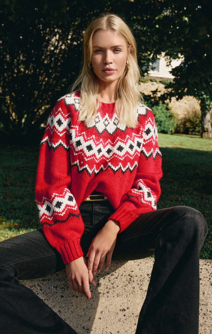 Sweaters Adornment Fair Isle Sweater Festive Red