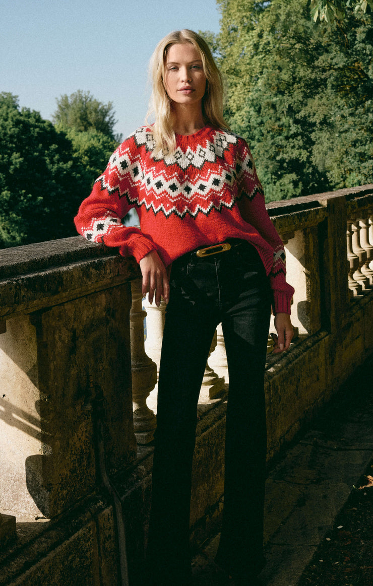 Sweaters Adornment Fair Isle Sweater Festive Red