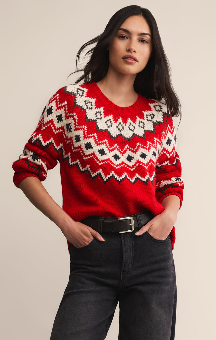 Sweaters Adornment Fair Isle Sweater Festive Red