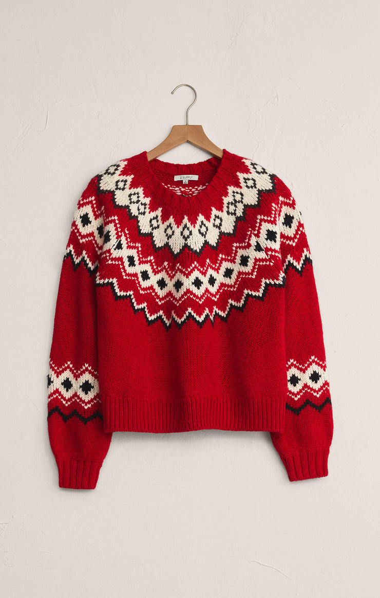 Sweaters Adornment Fair Isle Sweater Festive Red