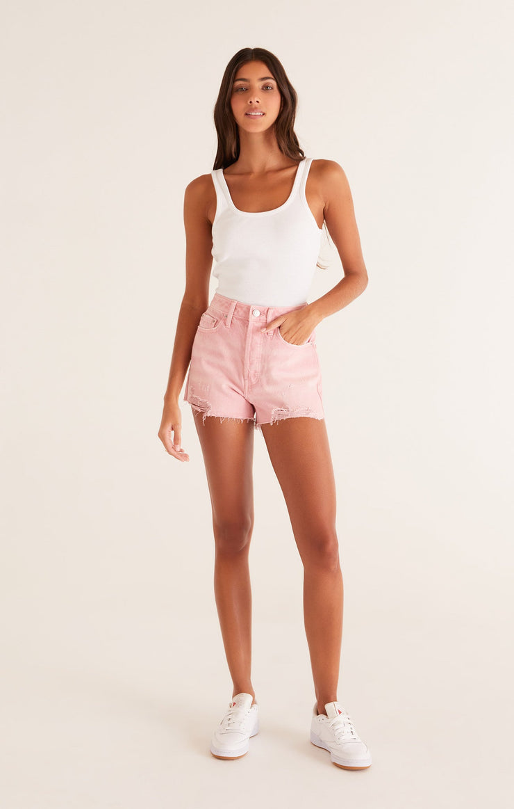 Shorts Classic Hi Rise Denim Short Bleached Mauve