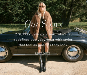  Woman in a fur coat standing next to a vintage car with promotional text overlay.